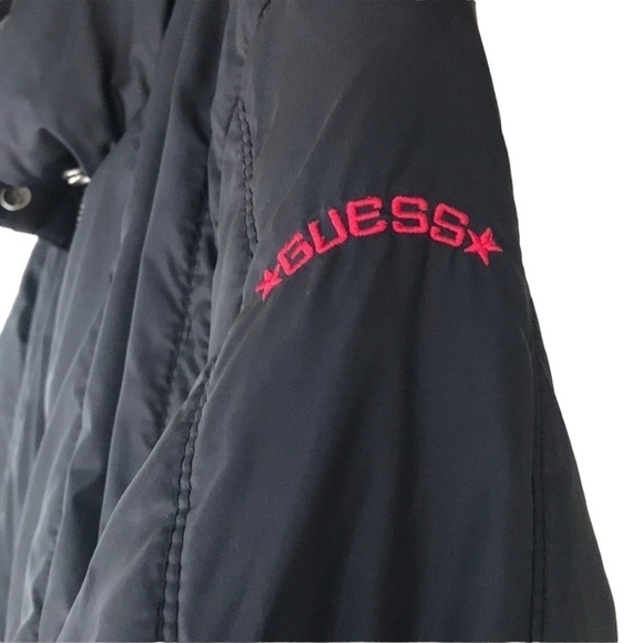 Guess Black Long Sleeve Snap Zip Closure Fleece Lined Puffer Jacket - Picture 5 of 13
